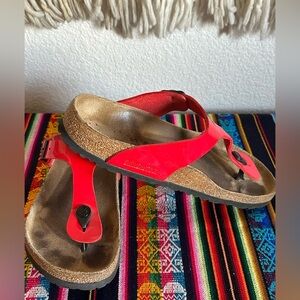 Birkenstock Gizeh Red Patent Sandals: Size 41